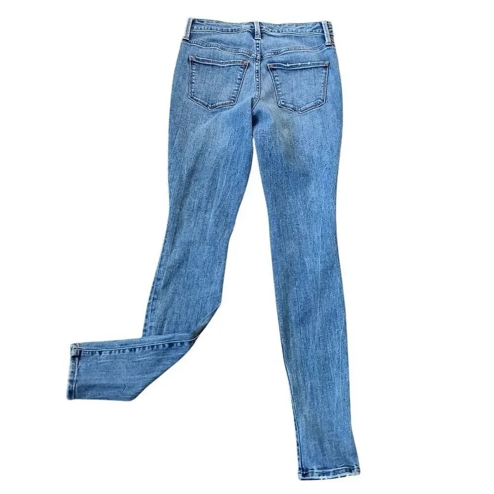 UNIVERSAL THREAD Skinny Jeans Mid Rise Distressed Ripped Knee Size 0 24R - Picture 3 of 10